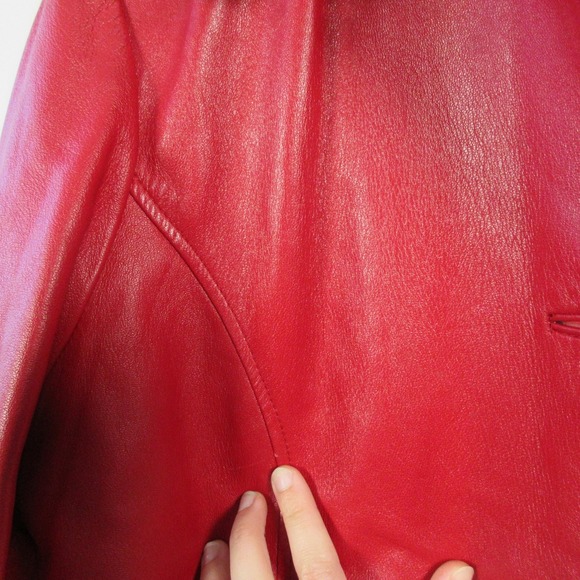 Wilsons Leather Thinsulate Coat Women 1X XL Red Button Front Luxury Genuine 1326 - Picture 11 of 16